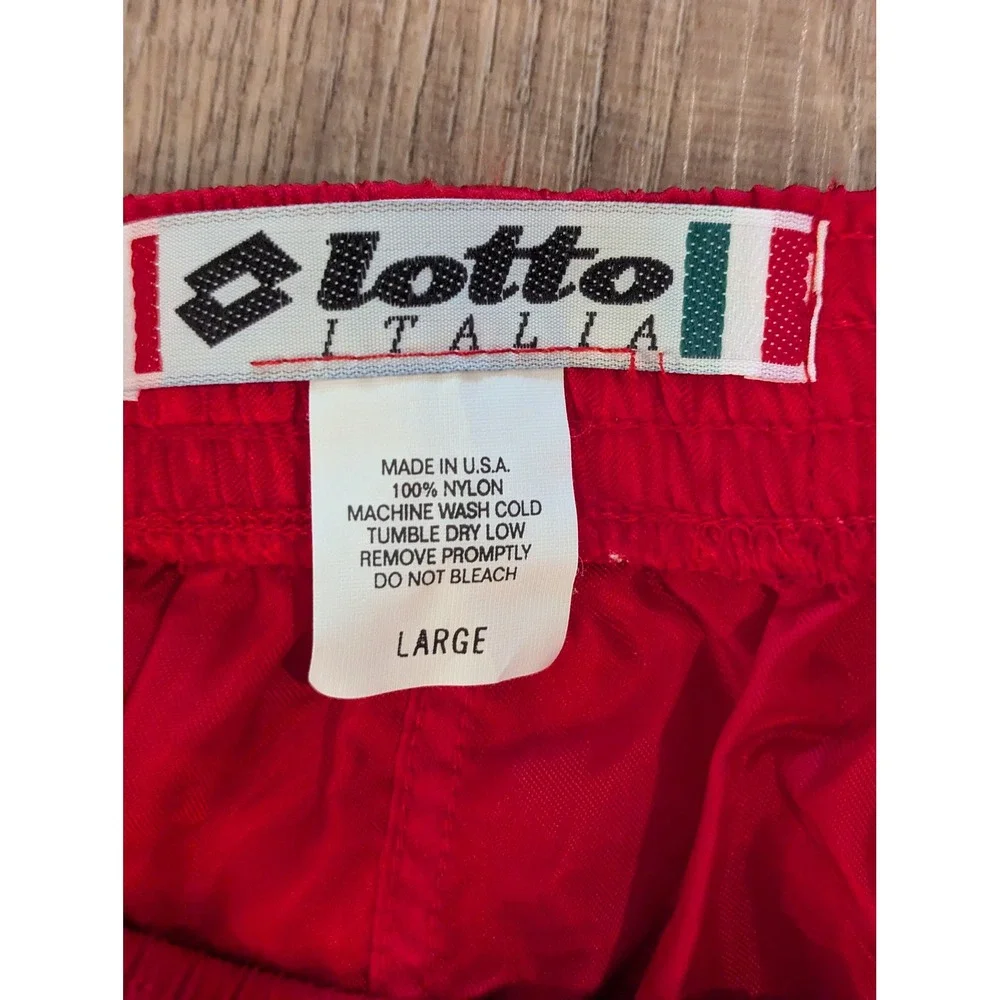 Vintage Lotto Italia Soccer Training Shorts Mens L Red Made USA Nylon 80s 90s